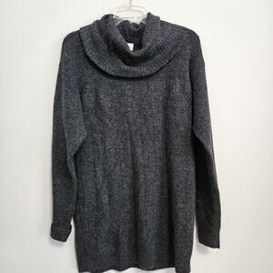 CAbi Womens Tunic Sweater Dress size Small Gray Cowl Neck Long Sleeve